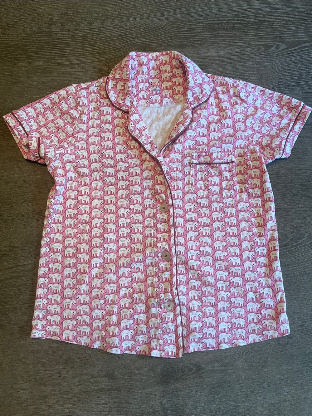 Pink Elephant Print Women’s Pajama Set - Short Sleeve and Shorts